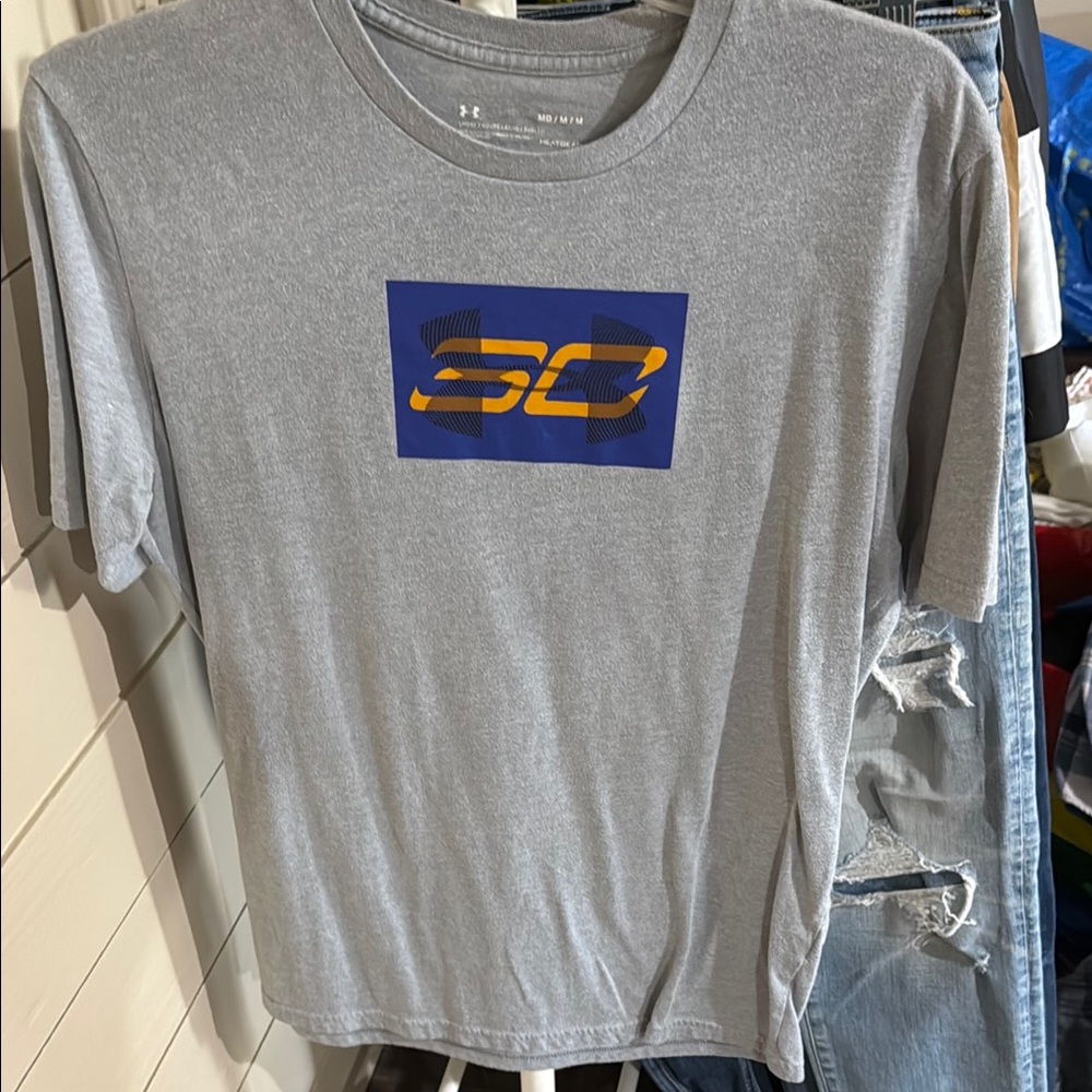 Under Armour Gray T-Shirt with Blue Logo